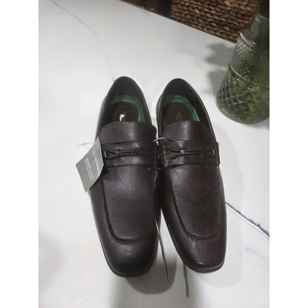 NEW Van Heusen Men’s Vance Memory Foam Brown Bradied Bit Loafers Shoes Sz 10M